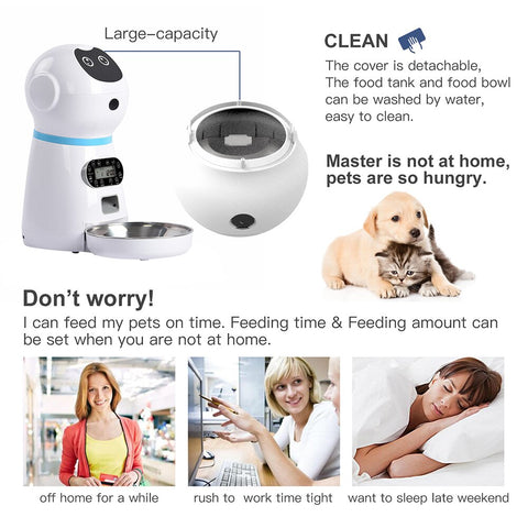Image of Automatic Robot Pet Feeder with Voice Record