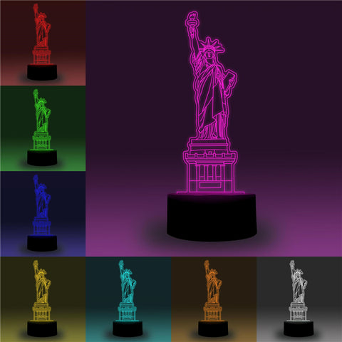 Image of 3D LED Illusion Dinosaur/Flamingo/Car/Plane/Opera House/Statue of Liberty Shape USB 7 Color Table Night Light Lamp APP Control Child Gift