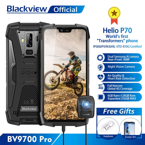 Image of Blackview BV9700 Pro IP68 Rugged Mobile Phone Helio P70 Octa Core 6GB+128GB Android 9.0 16MP+8MP Night Vision Camera Smartphone