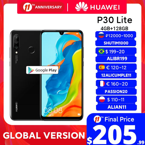 Image of In stock Global Version Huawei P30 Lite 4GB 128GB Smartphone 6.15 inch Kirin 710 Octa Core Mobile Phone  Android 9.0 CellPhone