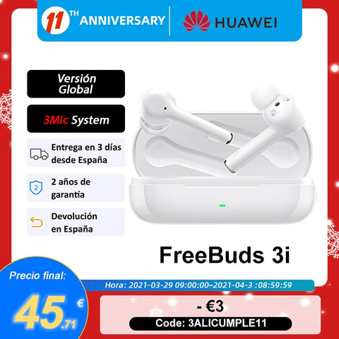 Image of Global Version HUAWEI FreeBuds 3i 3 i TWS Wireless Bluetooth Earphone Ultimate Noise Cancellation 3-mic System Earphones