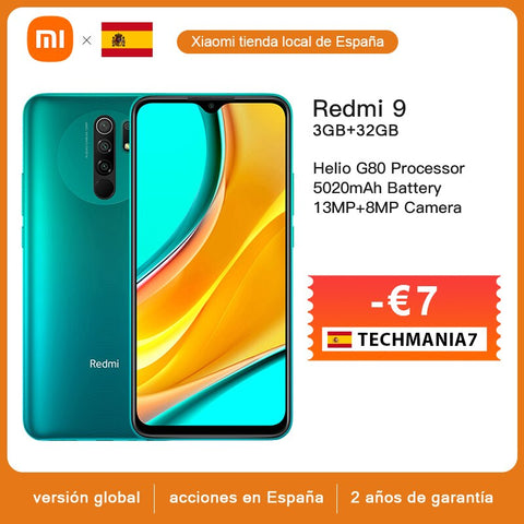 Image of Global Version Xiaomi Redmi 9 Smartphone 3GB 32GB ROM Helio G80 Mobile phone 13MP+8MP Camera 6.53" FHD+ Display 5020mAh Battery - ExpoMegaStore