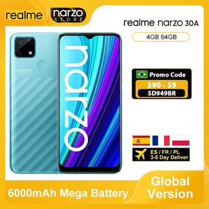 Global Version Realme Narzo 30A Smartphone 4GB 64GB Helio G85 6.5'' Fullscreen 13MP AI Dual Camera 6000mAh 18W Quick Charge - ExpoMegaStore