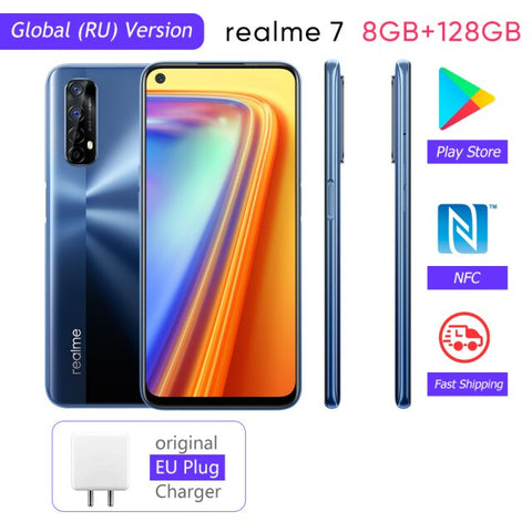 realme 7 Global Version Cell Phones Unlocked 30W Fast Charge Smartphone 8GB RAM 128GB ROM Mobile Phones Helio G95 Gaming Phone - ExpoMegaStore